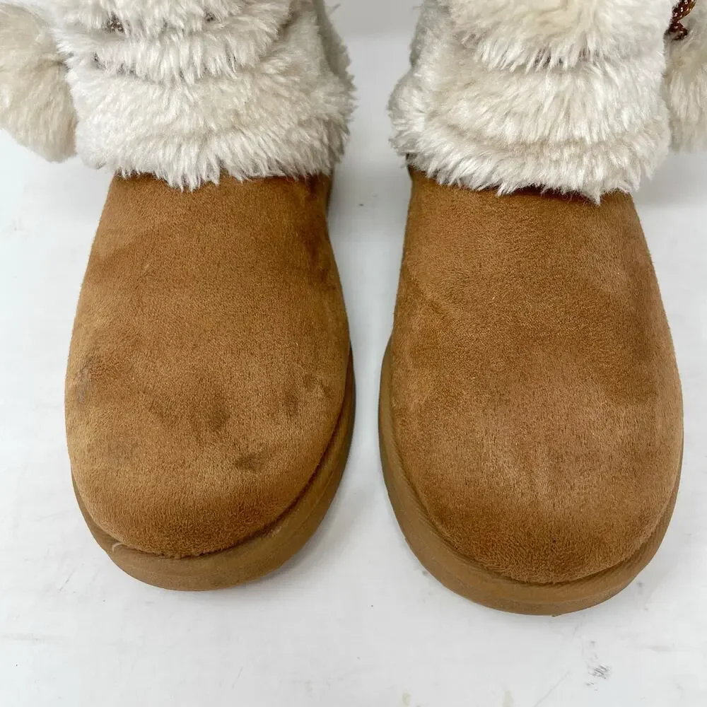 Arizona Faux Suede Kosey Zip Booties Youth 2 Tan Faux Fleece